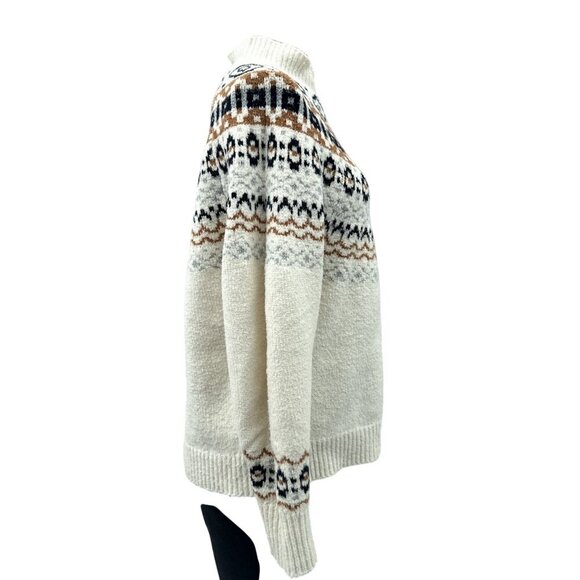 Cupcakes and Cashmere Fair Isle Mock‎ Neck Knit Long Sleeve Sweater Women's M - Picture 3 of 10